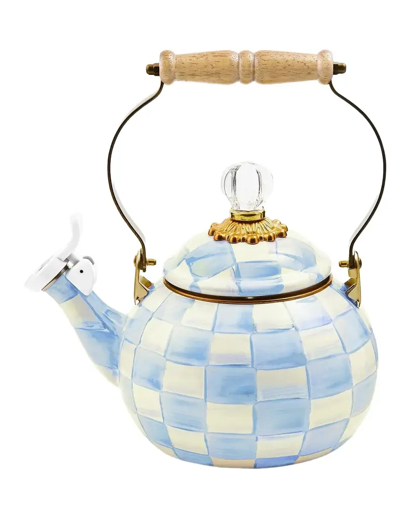 MacKenzie-Childs Sky Check Hand-Painted Enamel Teapot | Image 1 MacKenzie-Childs Sky Check Hand-Painted Enamel Teapot | Image 1