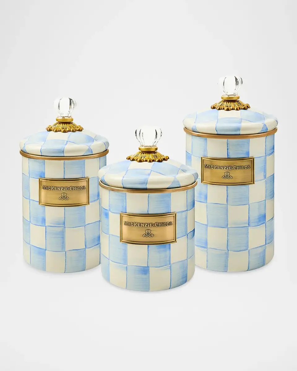 MacKenzie-Childs Medium Sky Check Hand-Painted Storage Container | Thumbnail 2 MacKenzie-Childs Medium Sky Check Hand-Painted Storage Container | Thumbnail 2