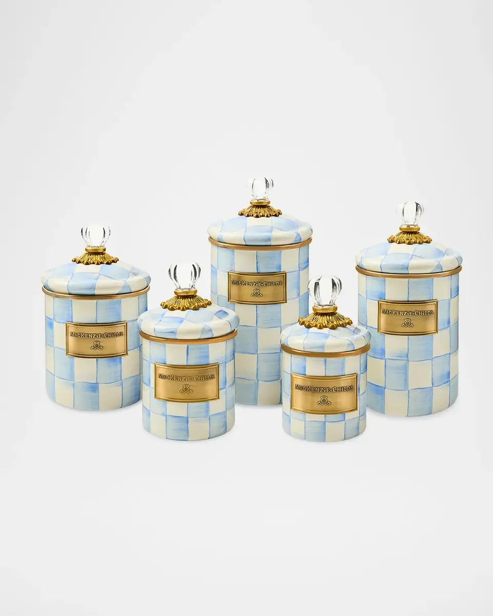 MacKenzie-Childs Medium Sky Check Hand-Painted Storage Container | Thumbnail 3 MacKenzie-Childs Medium Sky Check Hand-Painted Storage Container | Thumbnail 3