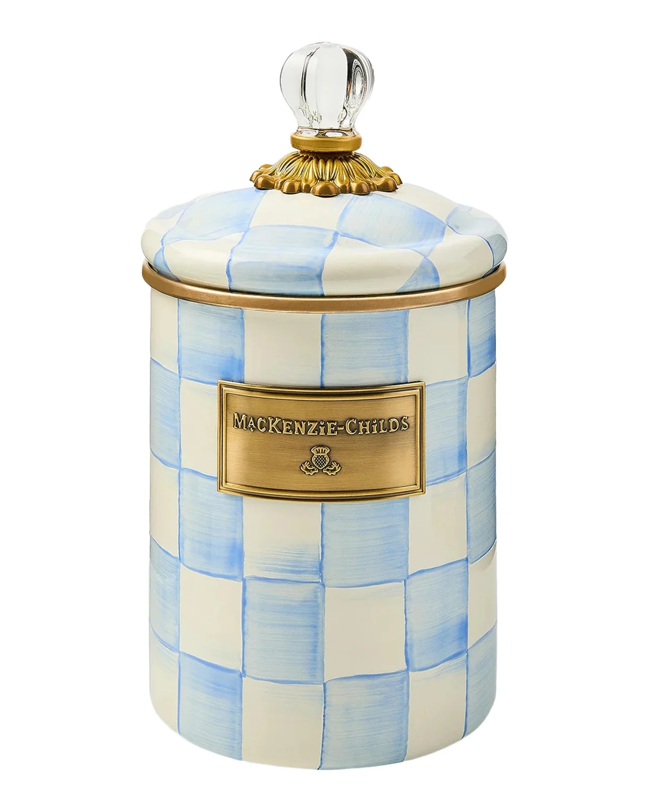 MacKenzie-Childs Medium Sky Check Hand-Painted Storage Container