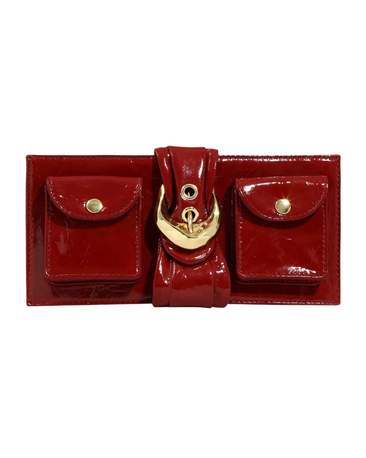 Buckle Glossy Leather Clutch Bag Buckle Glossy Leather Clutch Bag