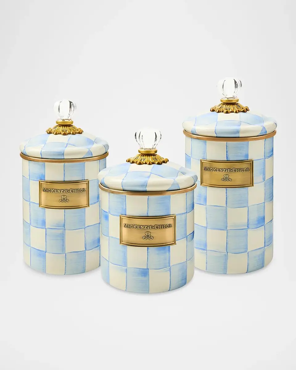 MacKenzie-Childs Small Sky Check Hand-Painted Storage Container | Thumbnail 2 MacKenzie-Childs Small Sky Check Hand-Painted Storage Container | Thumbnail 2