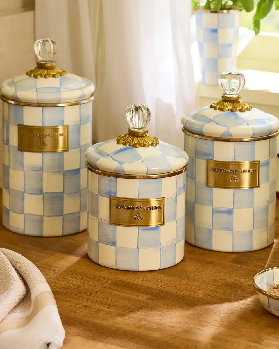 MacKenzie-Childs Small Sky Check Hand-Painted Storage Container | Thumbnail 4 MacKenzie-Childs Small Sky Check Hand-Painted Storage Container | Thumbnail 4
