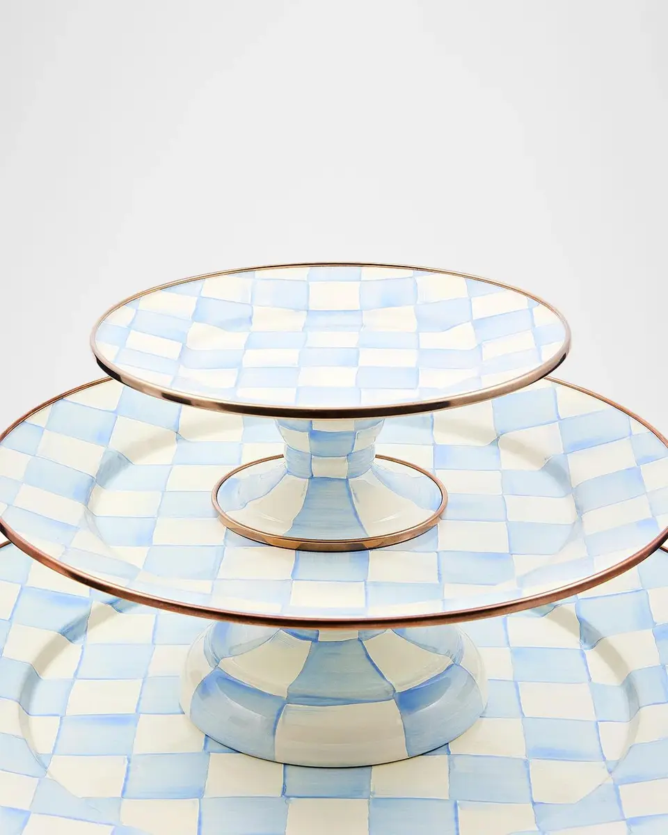 MacKenzie-Childs Sky Check Hand-Painted Enamel Cake Stand | Thumbnail 3 MacKenzie-Childs Sky Check Hand-Painted Enamel Cake Stand | Thumbnail 3