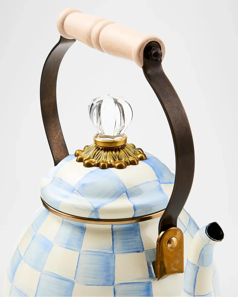 MacKenzie-Childs Sky Check Check Enamel Tea Kettle, 2 Quarts | Thumbnail 2