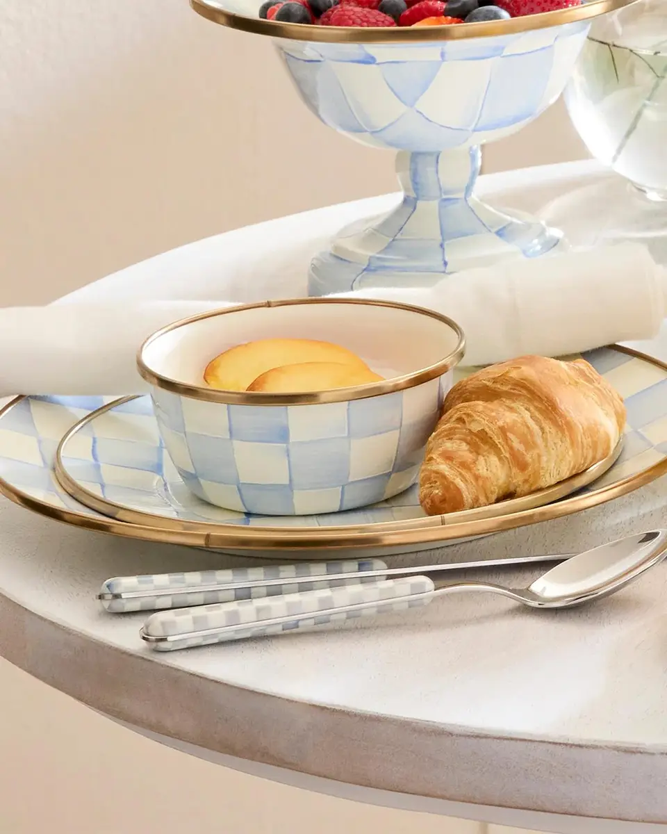 MacKenzie-Childs Sky Check Hand-Painted Enamel Pinch Bowl | Thumbnail 2 MacKenzie-Childs Sky Check Hand-Painted Enamel Pinch Bowl | Thumbnail 2