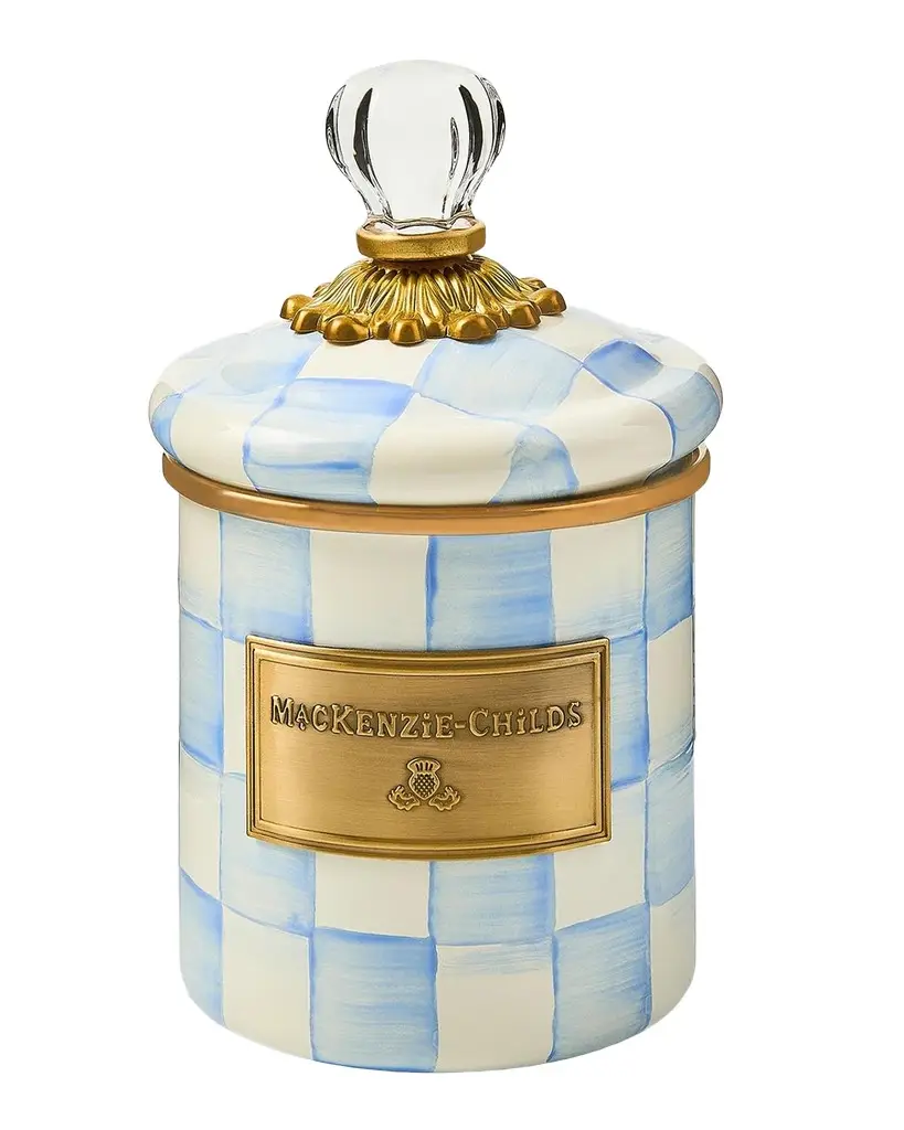 MacKenzie-Childs Sky Check Hand-Painted Enamel Storage Container | Image 1 MacKenzie-Childs Sky Check Hand-Painted Enamel Storage Container | Image 1