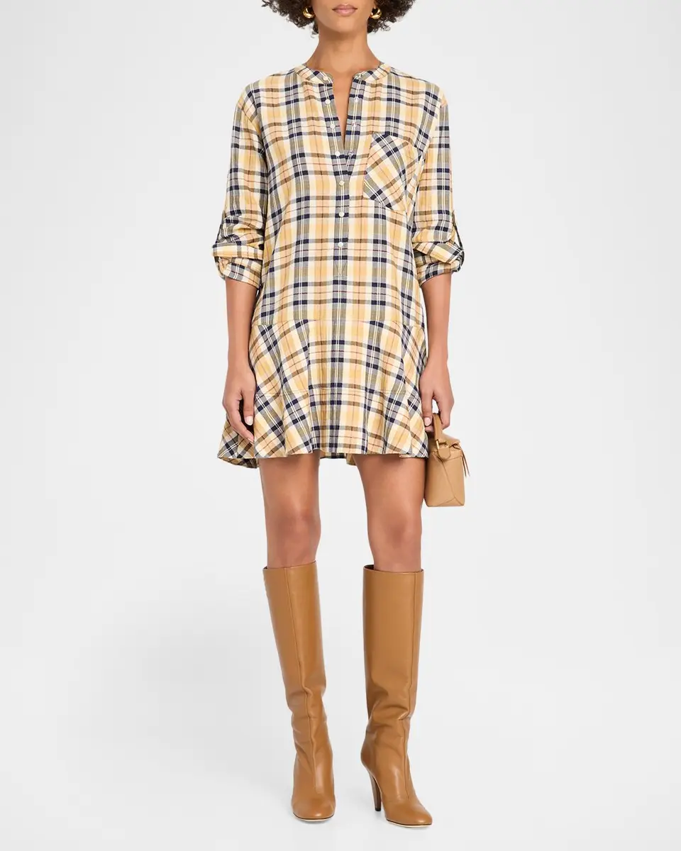 Veronica Beard Corin Plaid Cotton-Blend Mini Dress | Thumbnail 2