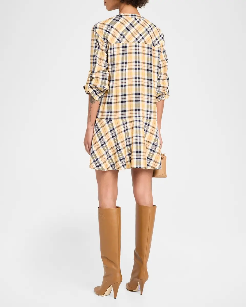 Veronica Beard Corin Plaid Cotton-Blend Mini Dress | Thumbnail 3