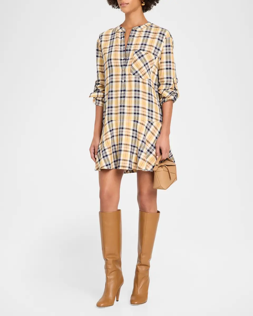 Veronica Beard Corin Plaid Cotton-Blend Mini Dress | Thumbnail 4
