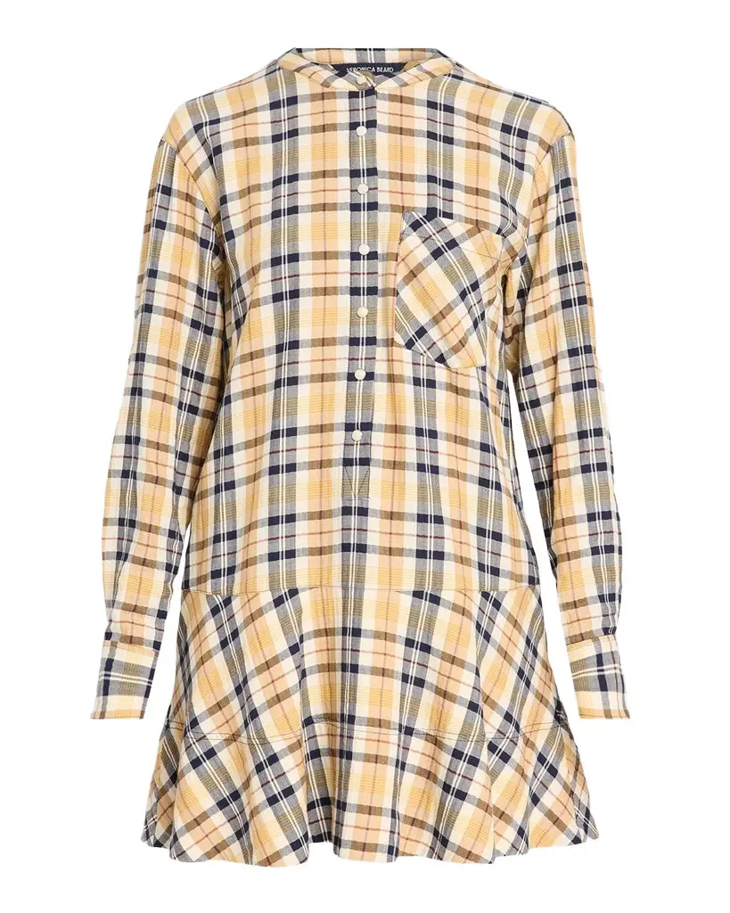 Veronica Beard Corin Plaid Cotton-Blend Mini Dress