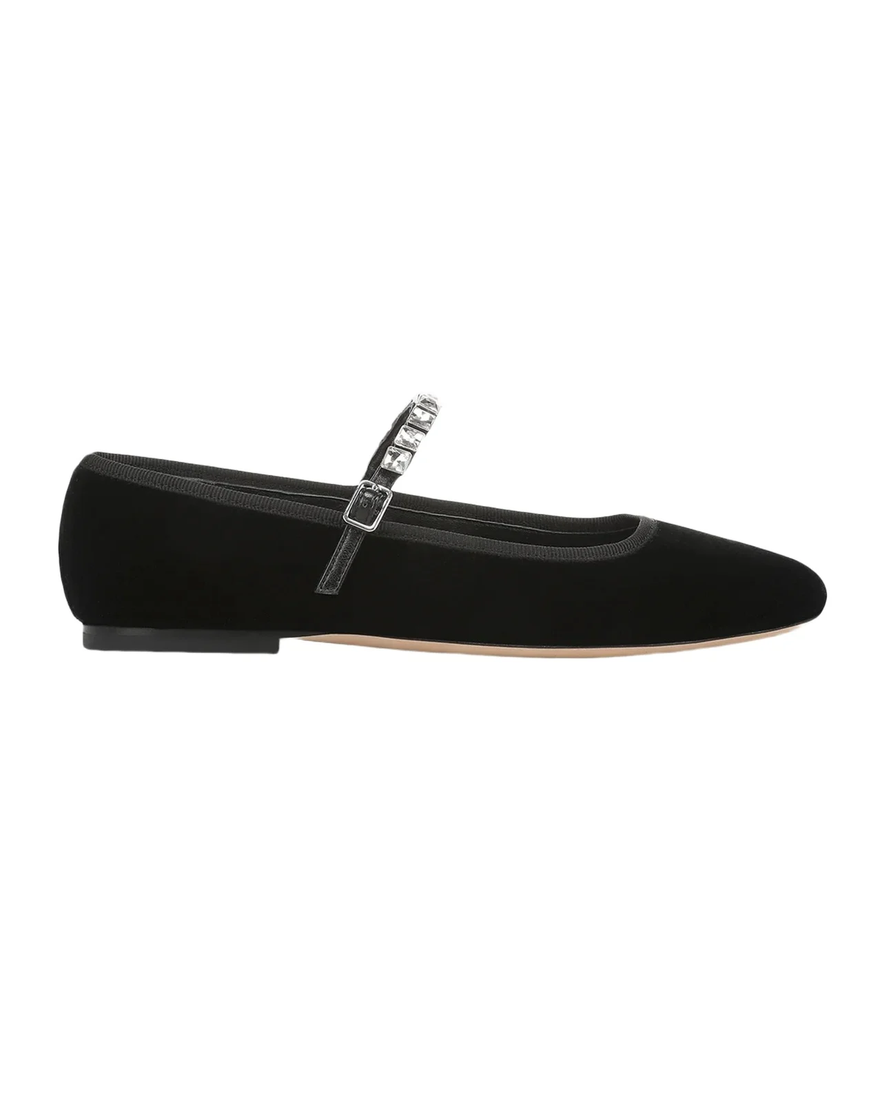 Veronica Beard Ellie Crystal-Strap Velvet Mary Jane Ballerina Flats