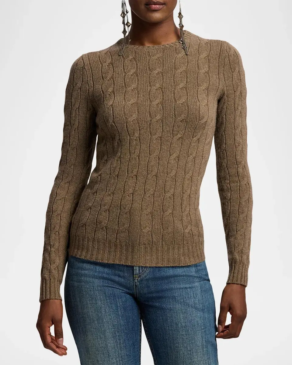 Ralph Lauren Collection Cable-Knit Cashmere Crewneck Sweater | Thumbnail 4