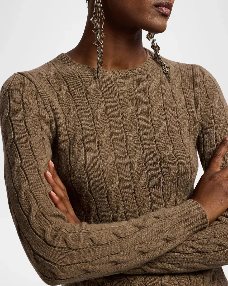 Ralph Lauren Collection Cable-Knit Cashmere Crewneck Sweater | Thumbnail 5