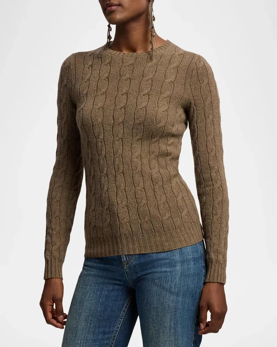 Ralph Lauren Collection Cable-Knit Cashmere Crewneck Sweater | Thumbnail 6