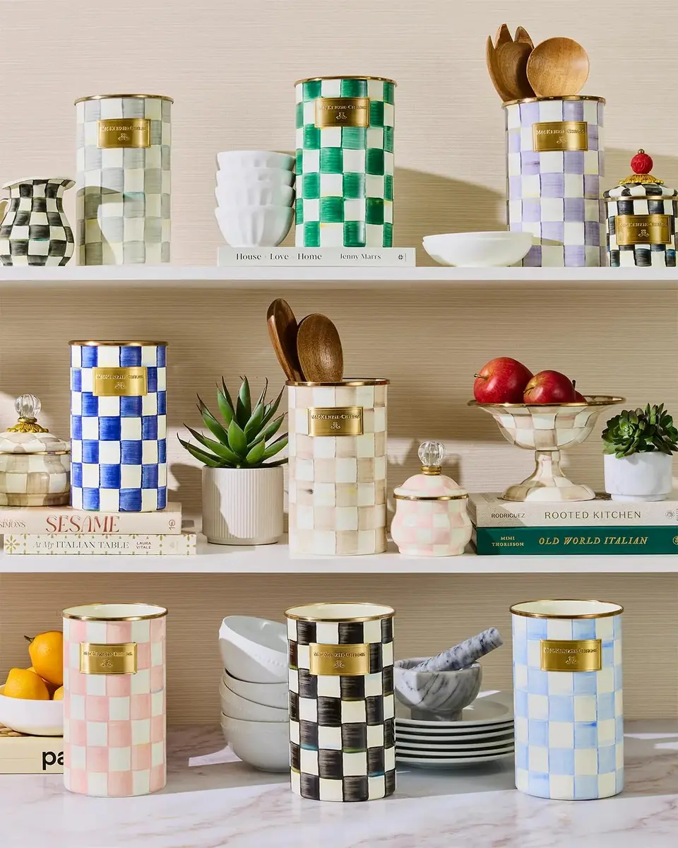 MacKenzie-Childs Sky Check Hand-Painted Enamel Utensil Holder | Thumbnail 2 MacKenzie-Childs Sky Check Hand-Painted Enamel Utensil Holder | Thumbnail 2