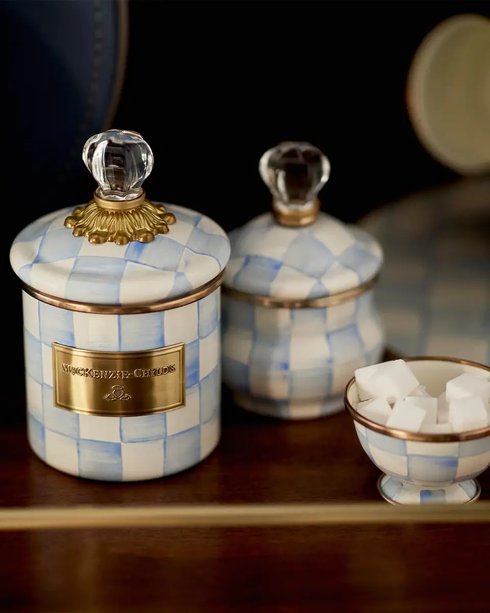 MacKenzie-Childs Sky Check Hand-Painted Enamel Storage Container | Thumbnail 3 MacKenzie-Childs Sky Check Hand-Painted Enamel Storage Container | Thumbnail 3
