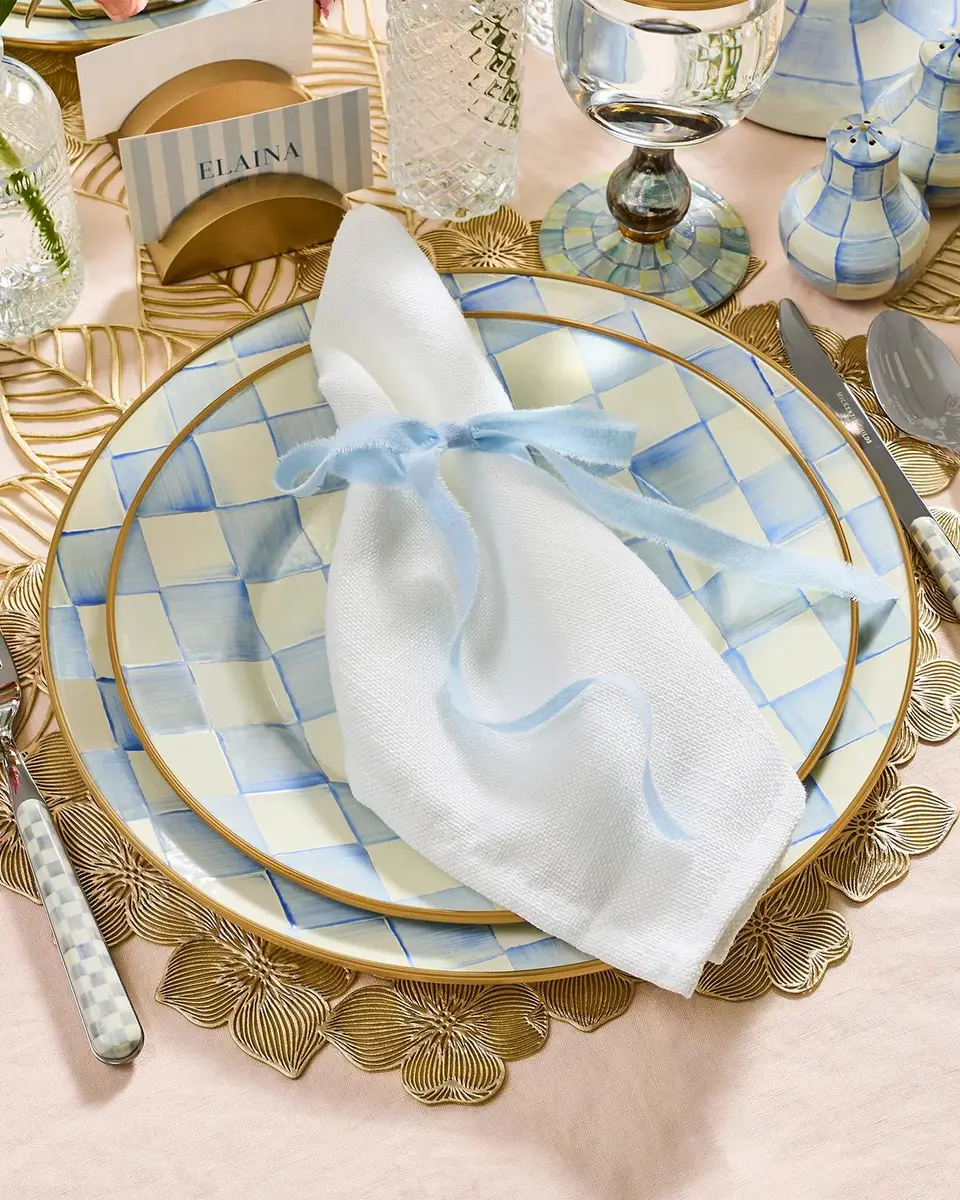 MacKenzie-Childs Sky Check Hand-Painted Charger Plate | Thumbnail 4