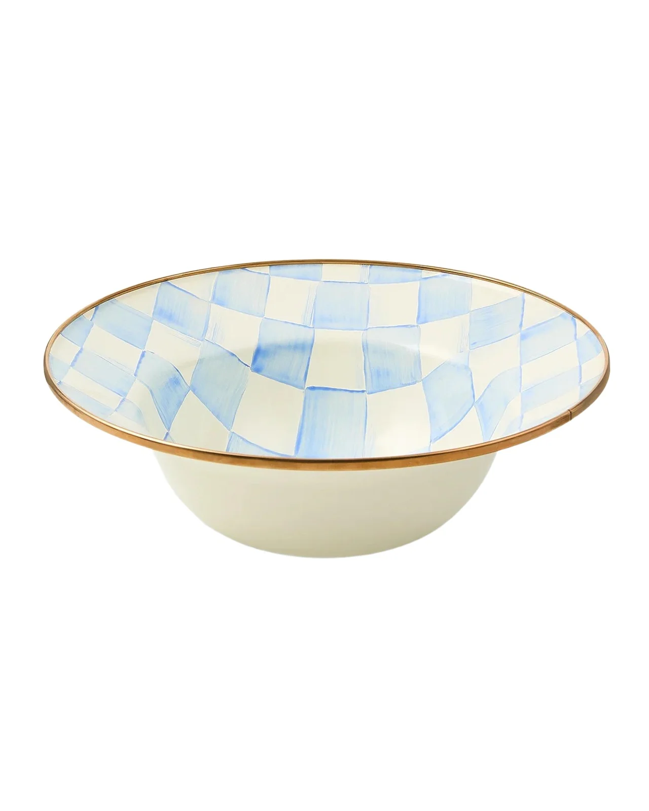MacKenzie-Childs Sky Check Hand-Painted Serving Bowl