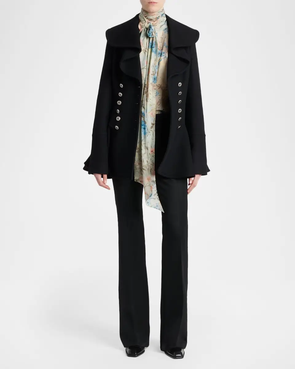 Alexander McQueen Ruffle Wool Fitted Double-Breasted Coat | Thumbnail 6 Alexander McQueen Ruffle Wool Fitted Double-Breasted Coat | Thumbnail 6