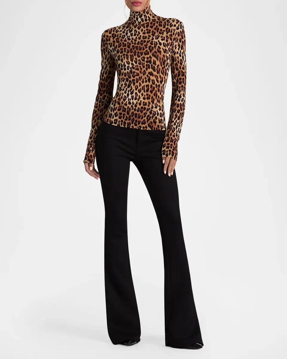 Alice + Olivia Delaina Leopard-Print Turtleneck Top | Thumbnail 2