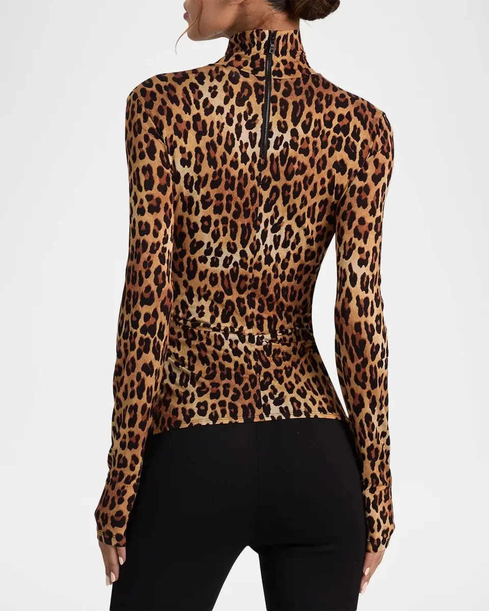 Alice + Olivia Delaina Leopard-Print Turtleneck Top | Thumbnail 3