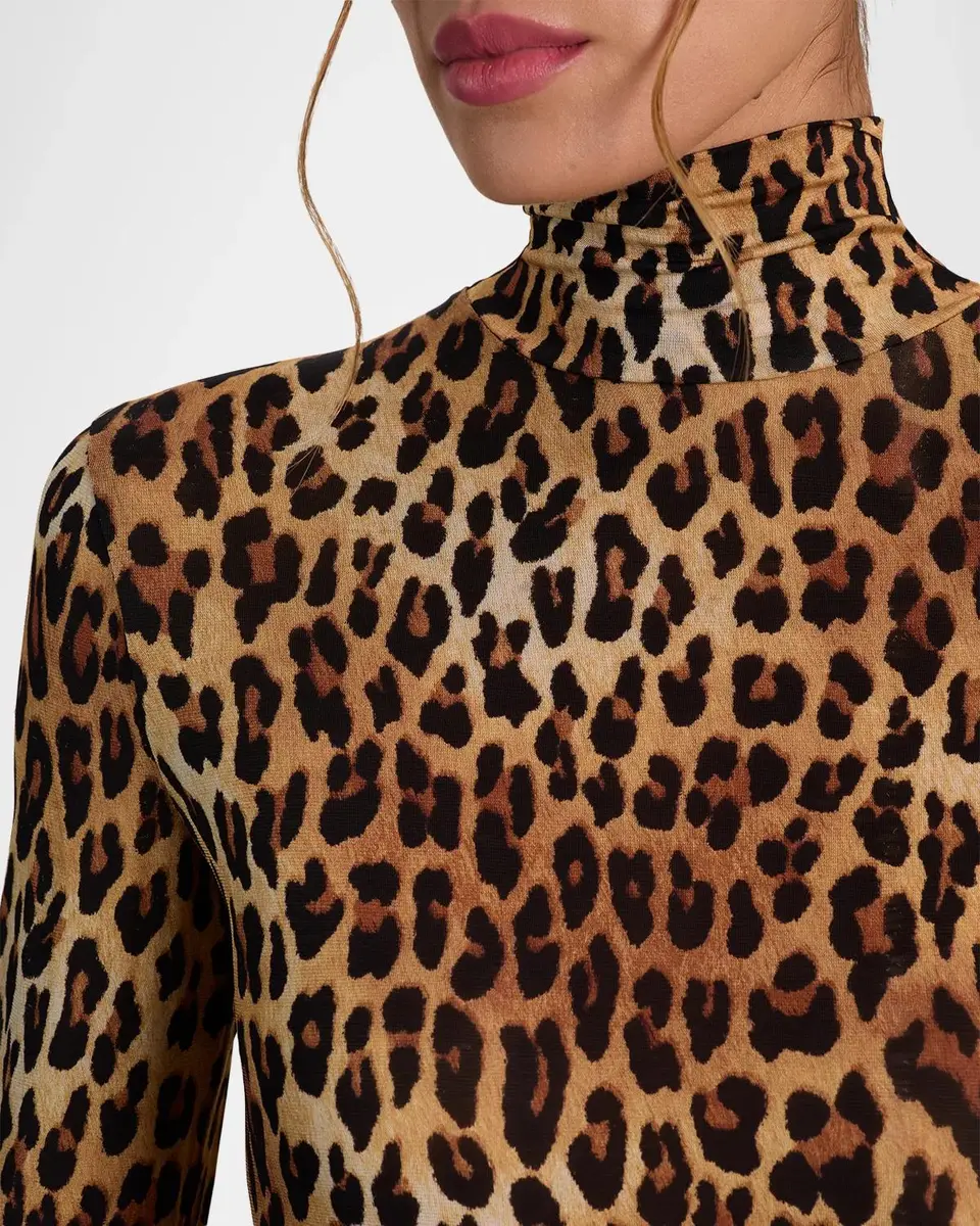 Alice + Olivia Delaina Leopard-Print Turtleneck Top | Thumbnail 5