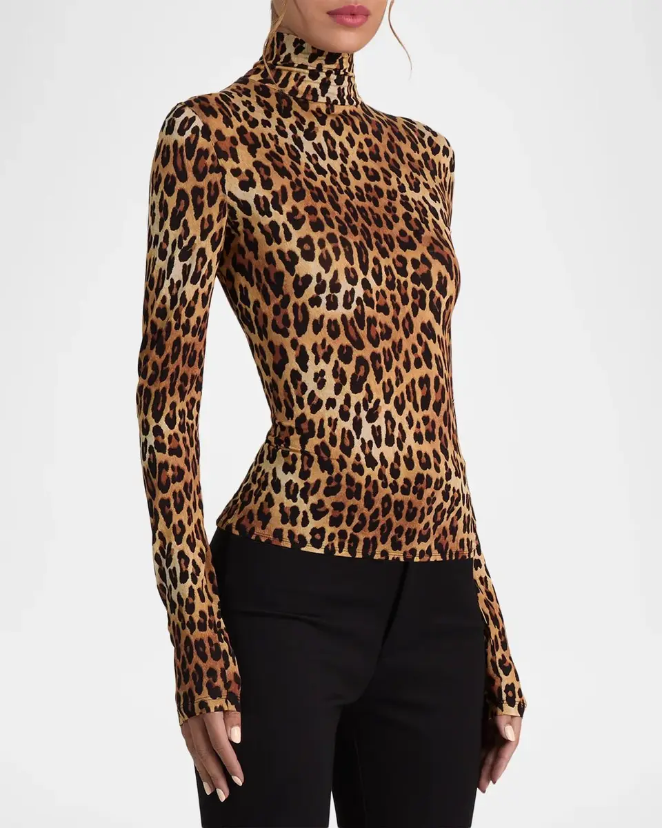 Alice + Olivia Delaina Leopard-Print Turtleneck Top | Thumbnail 6