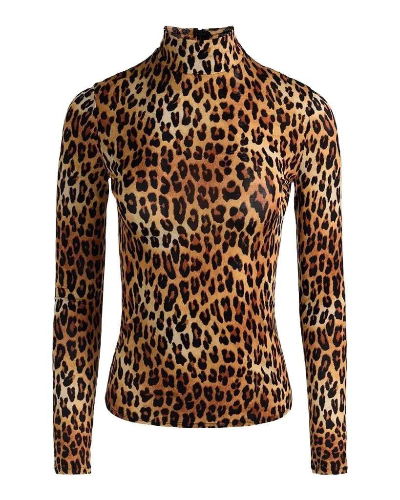 Alice + Olivia Delaina Leopard-Print Turtleneck Top | Image 1 Alice + Olivia Delaina Leopard-Print Turtleneck Top | Image 1