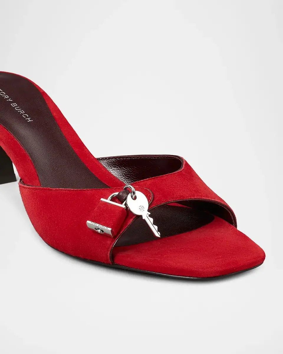 Tory Burch 55mm Lock Suede Mule Sandals | Thumbnail 3 Tory Burch 55mm Lock Suede Mule Sandals | Thumbnail 3
