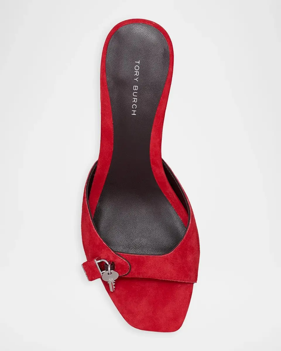 Tory Burch 55mm Lock Suede Mule Sandals | Thumbnail 4 Tory Burch 55mm Lock Suede Mule Sandals | Thumbnail 4
