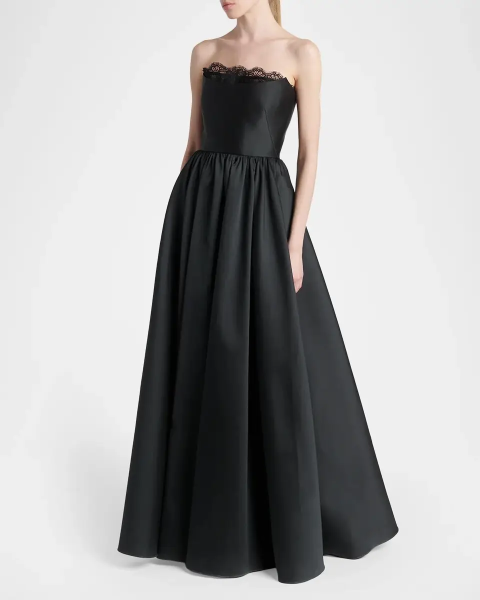 Alexander McQueen Strapless Lace-Trim Corset Fit-&-Flare Gown | Thumbnail 4 Alexander McQueen Strapless Lace-Trim Corset Fit-&-Flare Gown | Thumbnail 4