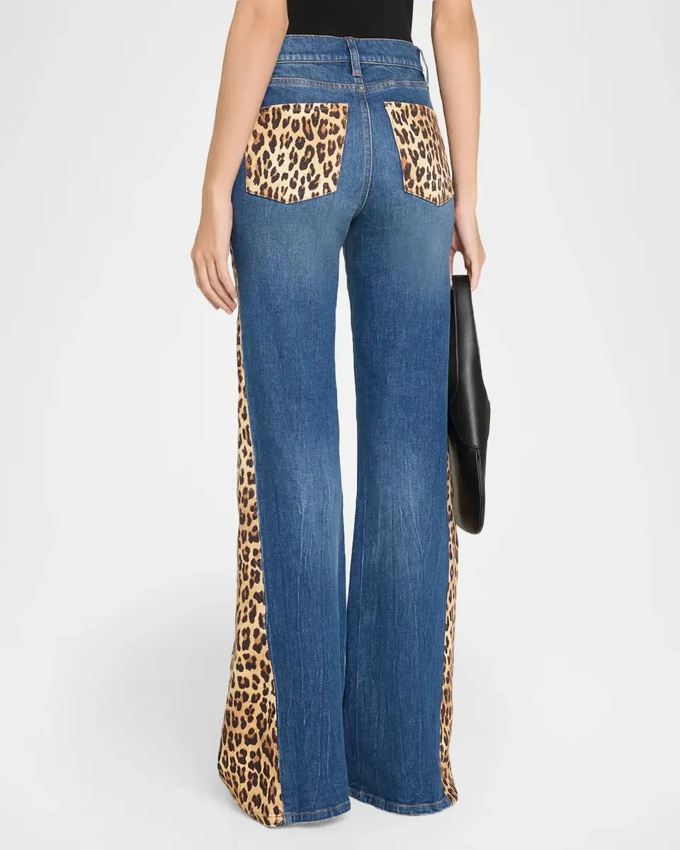 Alice + Olivia Leopard Godet Wide-Leg Jeans | Thumbnail 3 Alice + Olivia Leopard Godet Wide-Leg Jeans | Thumbnail 3