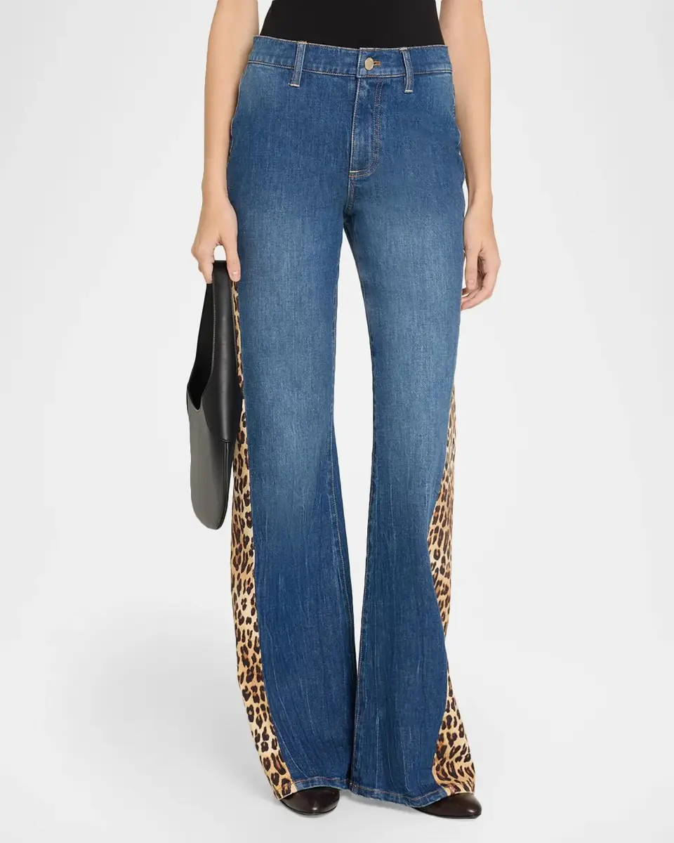 Alice + Olivia Leopard Godet Wide-Leg Jeans | Thumbnail 4 Alice + Olivia Leopard Godet Wide-Leg Jeans | Thumbnail 4