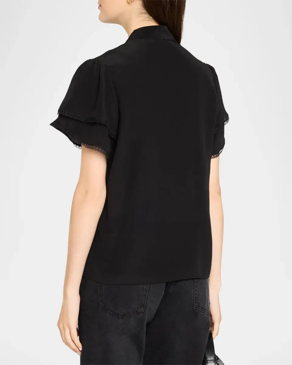 Frame Arcadia Silk Short-Sleeve Top | Thumbnail 3 Frame Arcadia Silk Short-Sleeve Top | Thumbnail 3