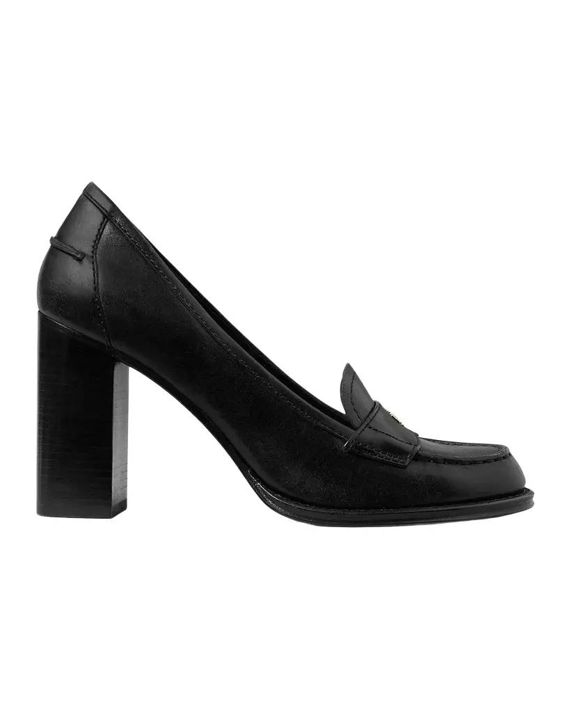 Tory Burch 85mm Vintage Heeled Leather Loafers | Image 1 Tory Burch 85mm Vintage Heeled Leather Loafers | Image 1