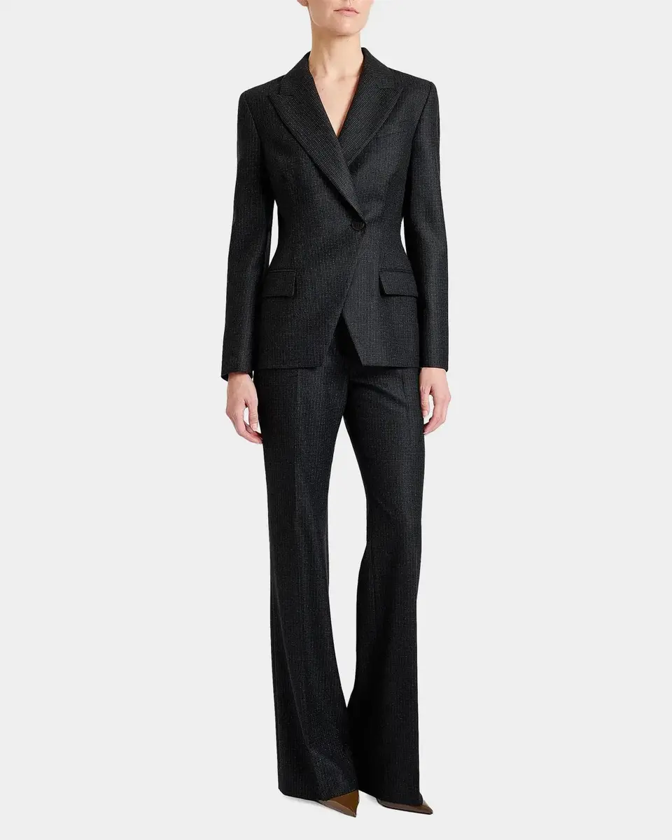 Santorelli Malli Metallic-Check Virgin Wool Blazer | Thumbnail 2 Santorelli Malli Metallic-Check Virgin Wool Blazer | Thumbnail 2