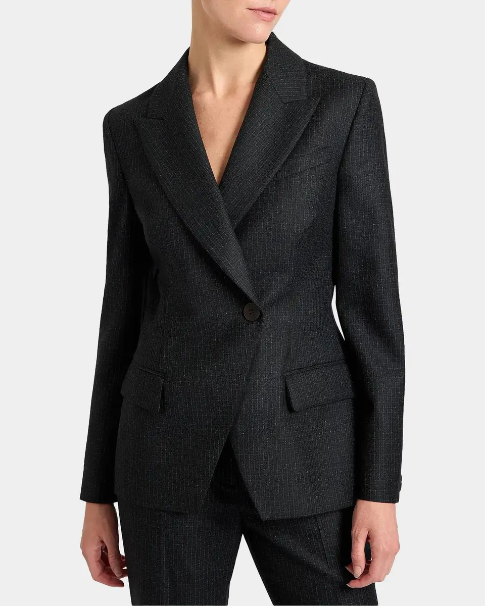 Santorelli Malli Metallic-Check Virgin Wool Blazer | Thumbnail 4 Santorelli Malli Metallic-Check Virgin Wool Blazer | Thumbnail 4
