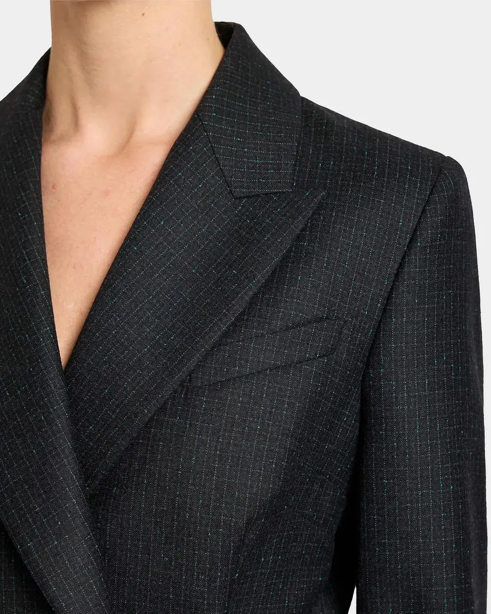 Santorelli Malli Metallic-Check Virgin Wool Blazer | Thumbnail 5 Santorelli Malli Metallic-Check Virgin Wool Blazer | Thumbnail 5