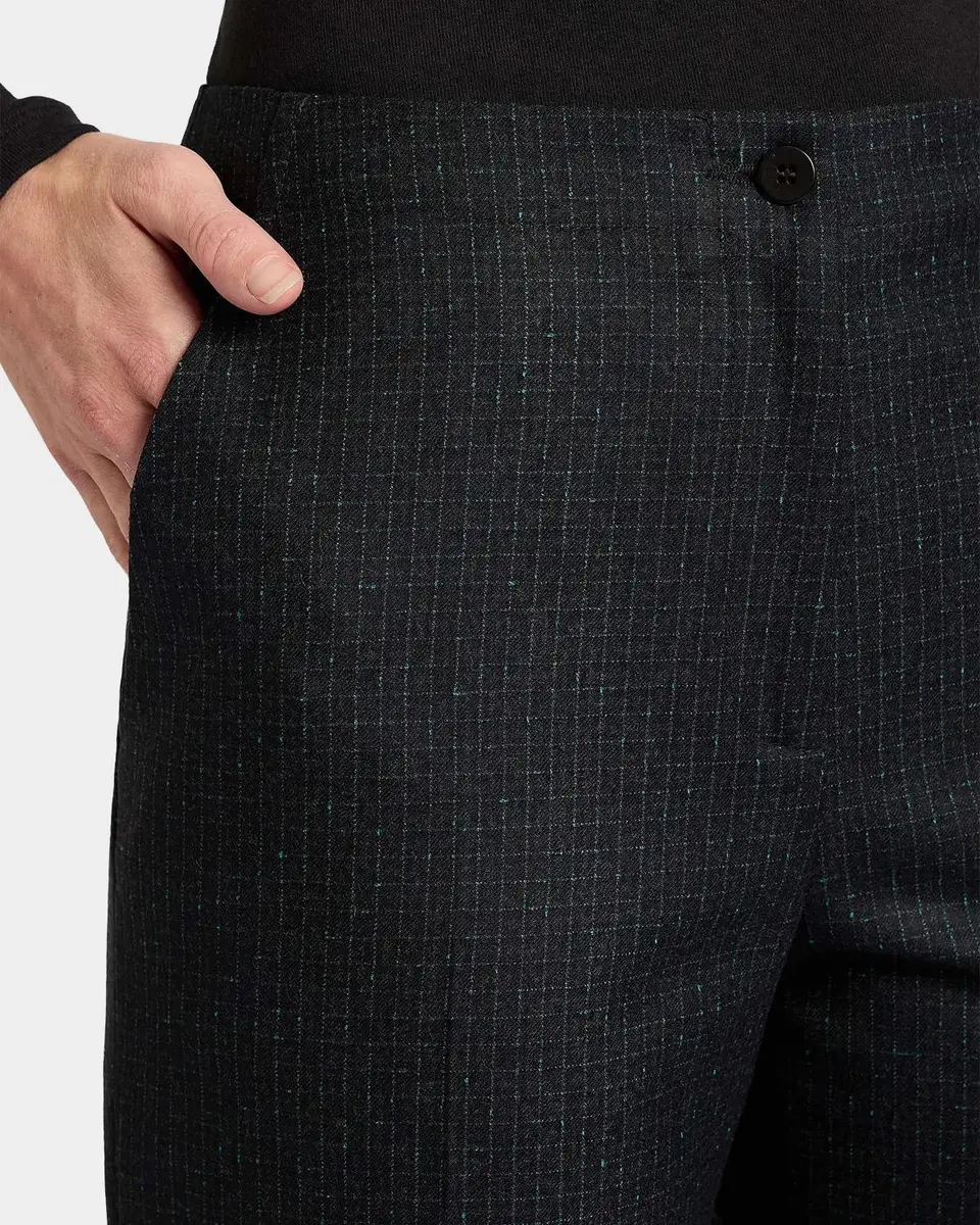 Santorelli Beth Checked Virgin Wool Flared Pants | Thumbnail 4