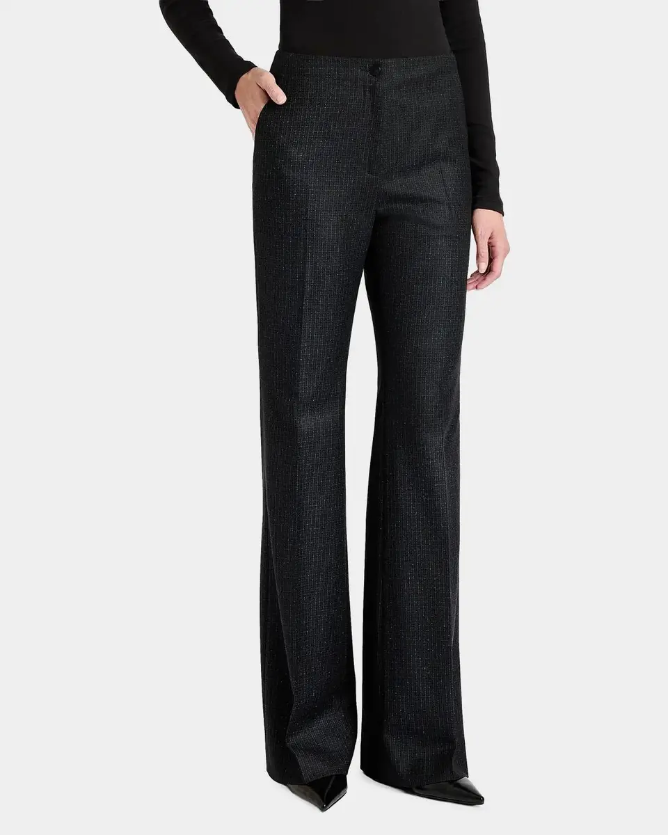 Santorelli Beth Checked Virgin Wool Flared Pants | Thumbnail 5