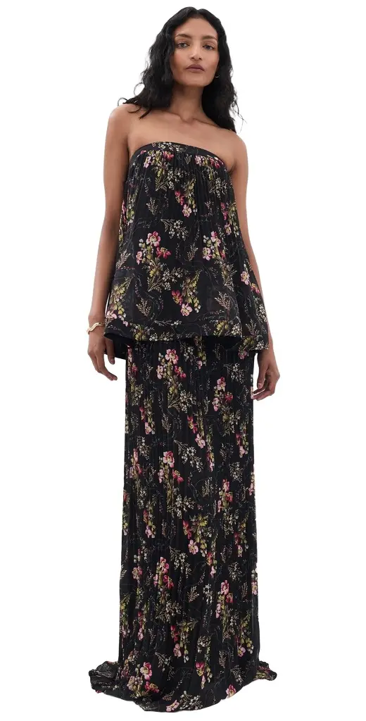 Cinq à Sept Love Letter Floral Rosaline Gown Black multi | Image 1 Cinq à Sept Love Letter Floral Rosaline Gown Black multi | Image 1