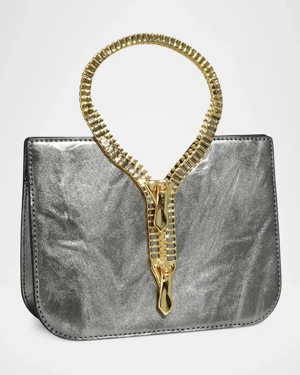 ALEXIS BITTAR Sculptural Zipper Metallic Leather Top-Handle Bag | Thumbnail 3 ALEXIS BITTAR Sculptural Zipper Metallic Leather Top-Handle Bag | Thumbnail 3