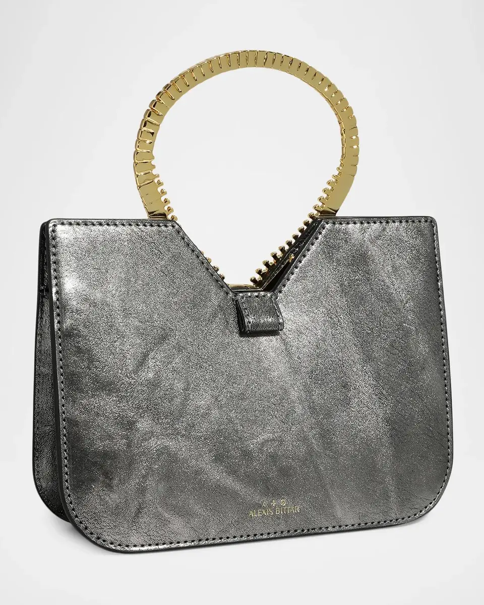 ALEXIS BITTAR Sculptural Zipper Metallic Leather Top-Handle Bag | Thumbnail 6 ALEXIS BITTAR Sculptural Zipper Metallic Leather Top-Handle Bag | Thumbnail 6