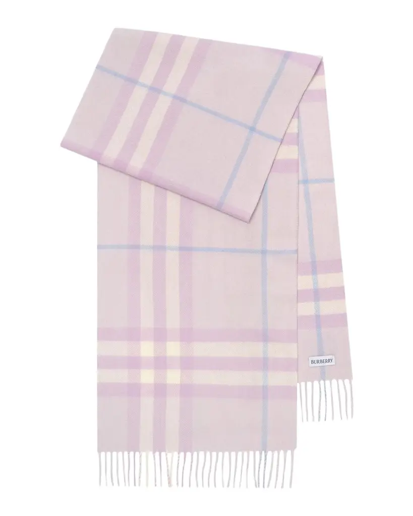 Burberry Fringe-Trim Check Cashmere Scarf | Image 1 Burberry Fringe-Trim Check Cashmere Scarf | Image 1