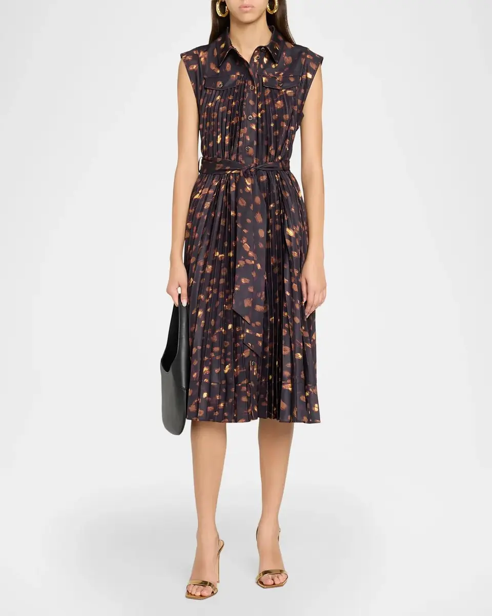 Milly Johanna Printed Accordion-Pleat Knee-Length Dress | Thumbnail 2 Milly Johanna Printed Accordion-Pleat Knee-Length Dress | Thumbnail 2