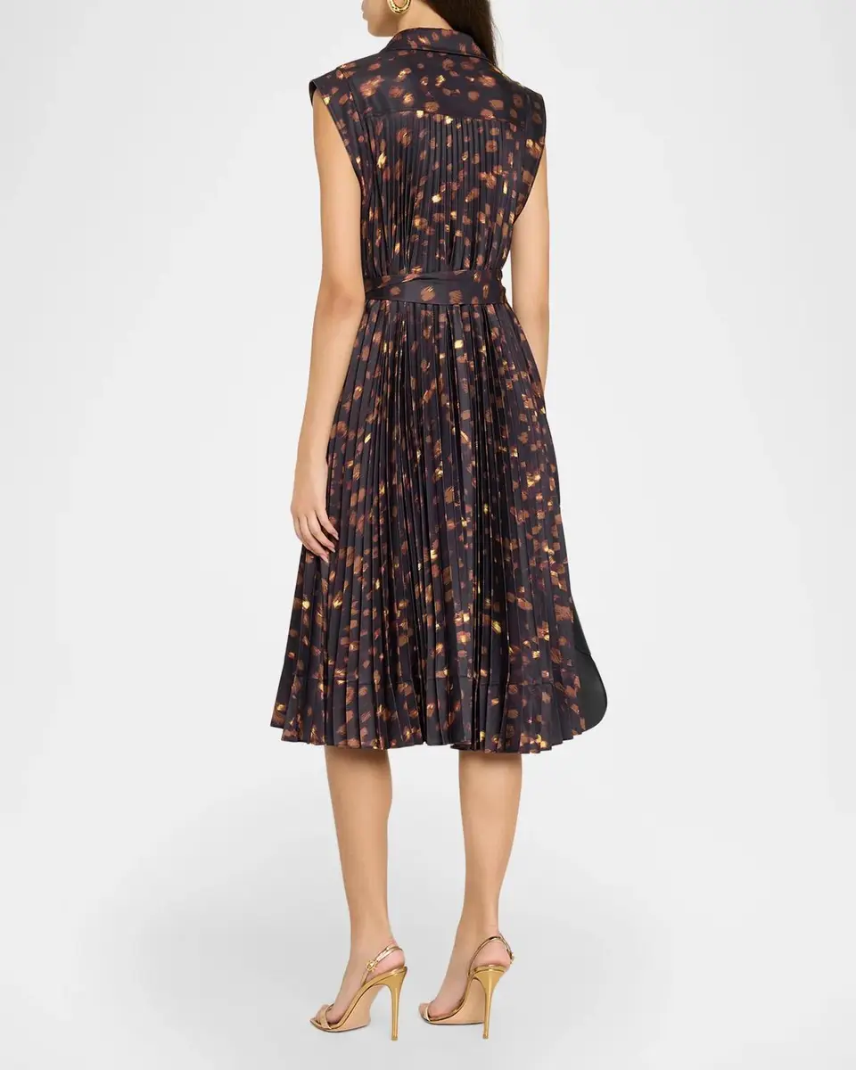 Milly Johanna Printed Accordion-Pleat Knee-Length Dress | Thumbnail 3 Milly Johanna Printed Accordion-Pleat Knee-Length Dress | Thumbnail 3