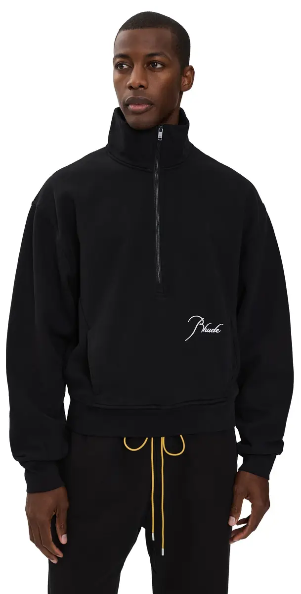 Rhude Classique Half Zip Black / White | Image 1 Rhude Classique Half Zip Black / White | Image 1