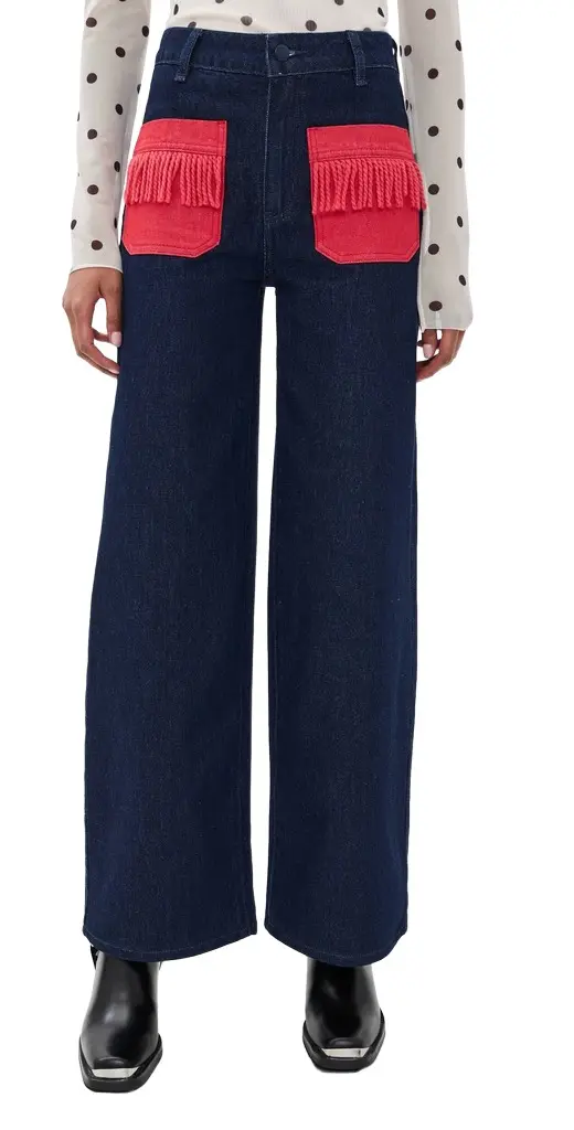 The Tiny Big Sister Bicolor Denim Jeans Denim w/ Red | Image 1 The Tiny Big Sister Bicolor Denim Jeans Denim w/ Red | Image 1