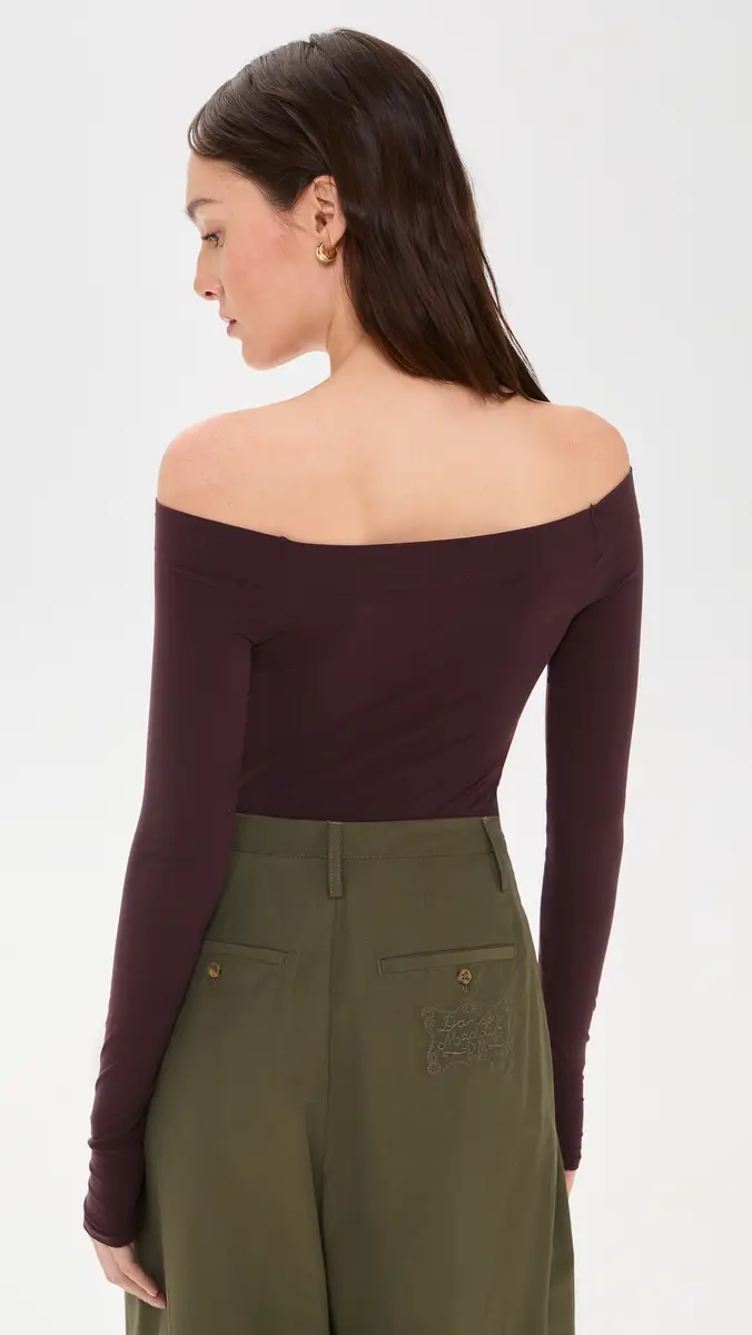 Commando Ballet Off Shoulder Bodysuit with Thumbholes Raisin | Thumbnail 3 Commando Ballet Off Shoulder Bodysuit with Thumbholes Raisin | Thumbnail 3